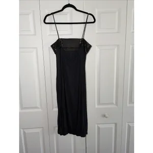 Dream Society Chainmail Trim Bubble Hem Dress Womens‎ Size S Black Y2K LBD thumbnail 5