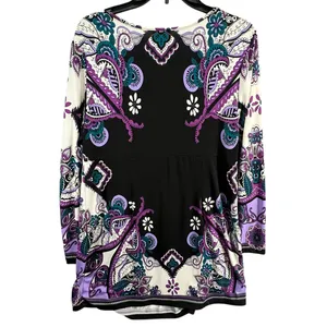 ECI Y2K Babydoll Tunic Dress L Purple Paisley Studded Top Fairy‎ Whimsygoth Boho thumbnail 7