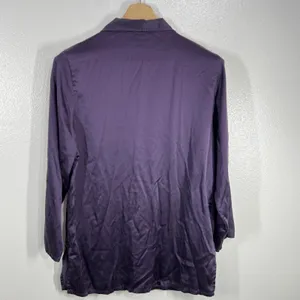 Victoria's Secret Sleep Shirt‎ Top Button Down 3/4 Sleeve Purple Size Medium thumbnail 3
