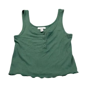 TOPSHOP cropped green tank thumbnail 1