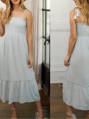 Lulus Smocked Midi Sundress with Tie Straps thumbnail 2