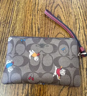 Coach Kittens in mittens Brown Signature Wristlet thumbnail 1