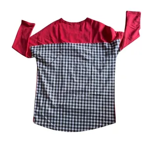 Gameday Couture Red Black‎ Gingham Oversized High Low Casual Relaxed Shirt thumbnail 3