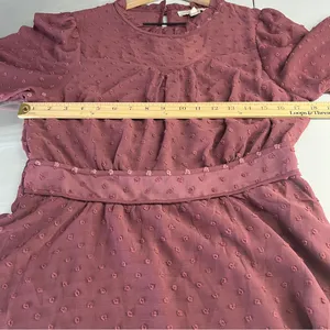 Monteau Purple Sheer Swiss Dot Ruffle Neck 3/4 Sleeve Peplum Blouse NWT‎ XL thumbnail 12