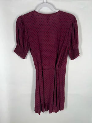 Blue Rain Burgundy Polka Dot Wrap Mini‎ Dress thumbnail 9