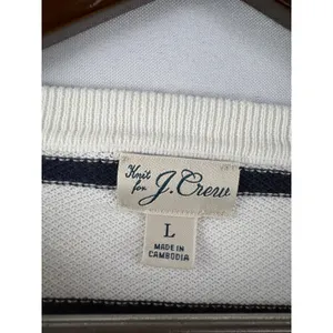 Women’s J.Crew Large White w/ Navy Stripes Crewneck Sweater thumbnail 4