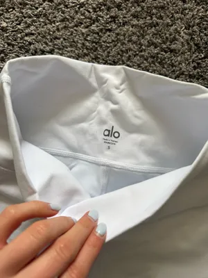 ALO Yoga White High-Rise Bike Shorts with Logo thumbnail 6