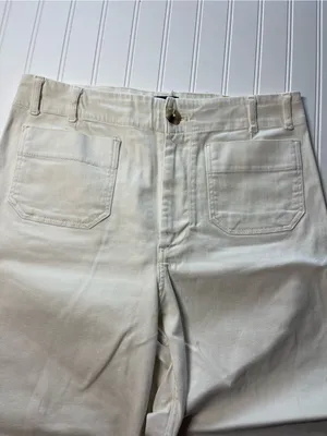 Anthropologie Maeve The Colette High-Rise Wide-Leg Ivory Cream Pants‎ 32 thumbnail 4