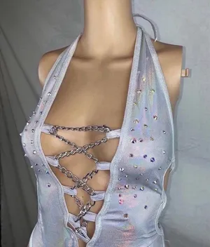 NEW Lingerie Bodysuit Silver thumbnail 3