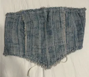 Edikted Top Corset Denim and White thumbnail 1