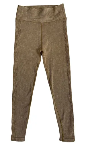 OFFLINE by Aerie Ribbed Seamless Leggings Tan‎ Acid Wash High Waisted Womens M thumbnail 1