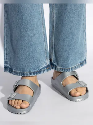 Birkenstock women’s Light Gray EVA Arizona Sandals NWOT thumbnail 1