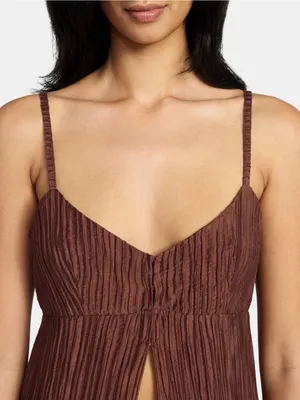 Madden NYC Women's Flyaway Brown Sleeveless Long Front-Slit Tunic Top Size M thumbnail 3