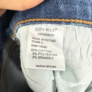 Judy Blue High Rise Denim Shorts Size Large Cutoff Medium Wash Stretch 5.5" thumbnail 6