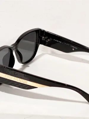 TRUE RELIGION Cat Eye Sunglasses Acetate Black Gold Embossed thumbnail 2