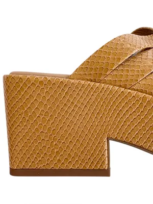 EUC Katy Perry Busy Bee Platform Criss Cross Strap Sandals Tan Snakeakin Size 9 thumbnail 4