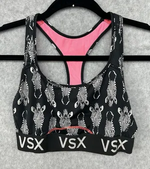 VSX Sport Victoria's Secret Sports Bra Black Size Medium Zebra Racer back thumbnail 1
