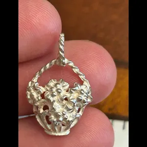 Silver plated pendant lot f90 flower basket thumbnail 2