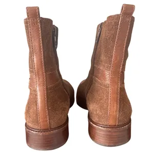 Tory Burch Alaina Suede Pebbled Leather Logo Ankle Booties Cognac Tan 9 thumbnail 5
