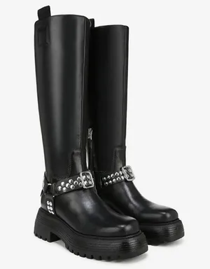 NEW Circus NY by Sam Edelman Hayes Women's Black Leather Stud Motorcycle Boot thumbnail 1