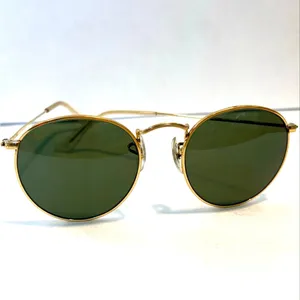 VTG 90s Ray-Ban B&L Gold Round Metal Preppy Sunglasses Fall Unisex 50mm thumbnail 9