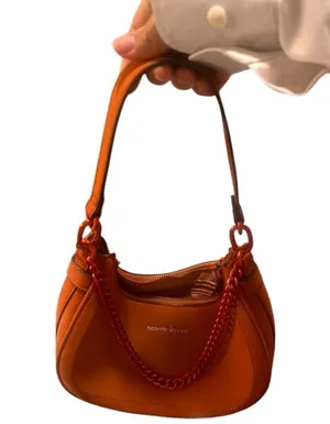 Nanette Lepore rust dusty orange baguette shoulder crescent bag custom dyed thumbnail 1