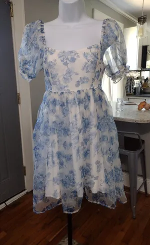 Altar'd State Evette Blue And White Dress thumbnail 1