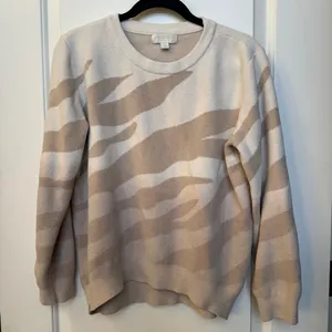 Barefoot Dreams CozyChic Sweater Ultra Lite Beige White Womens‎ Size M thumbnail 1