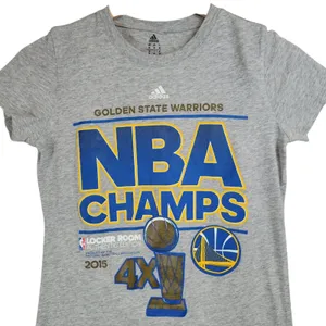Adidas Golden State Warriors NBA Champs 2015 Graphic‎ T Shirt Womens Medium Gray thumbnail 3