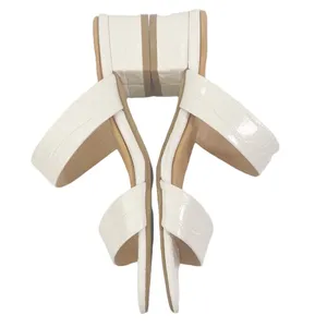 Corso Como CC Faeya croc embossed white square heel double strap sandal size 6 thumbnail 5