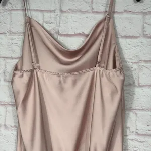 Light Pink Satin and Jersey Bodysuit with Cowl Neck and Adjustable Straps Med thumbnail 7