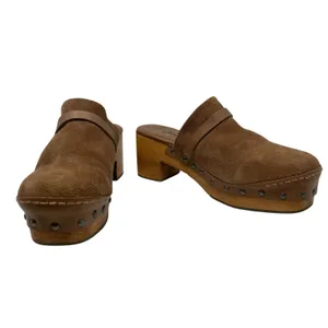 Free People Calabasas‎ Clog Brown Suede Wood Heel Tan Size 41 US 10 thumbnail 6