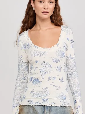 We The Free Clover Top in Ivory Combo FREE PEOPLE XL coquette whimsy coastal thumbnail 1