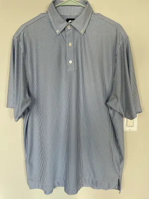 Footjoy Mens Short Sleeve Stripes Polo Golf Shirt Size Large Blue/White thumbnail 1