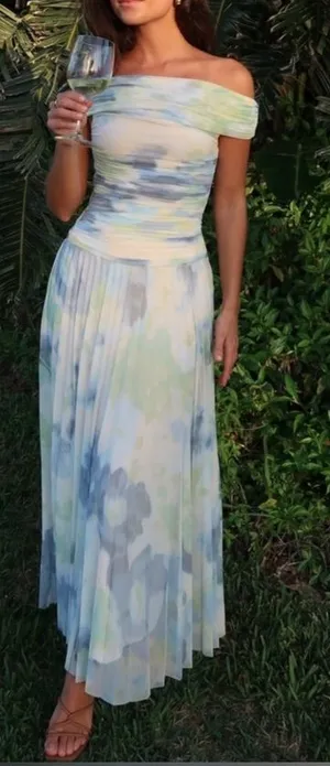 Abercrombie & Fitch Giselle Drop-Waist Mesh Maxi Dress XSP thumbnail 1