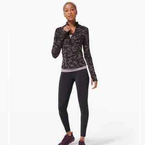 Lululemon Run Briskly 1/2 Zip Long Sleeve Shirt Camo Black Lunar Rock Size 6 thumbnail 2
