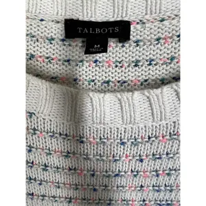 Talbots Speckled Knit Striped Sweater Medium Cotton Blend thumbnail 3