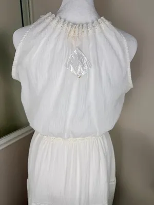 A.Peach White Boho Maxi Dress Womens Large Lace Button Front thumbnail 13