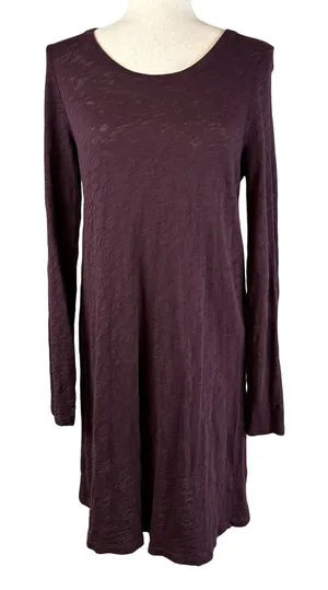 ATM Anthony Thomas Melillo Long Sleeve Tunic Dress Size M Maroon Peruvian Cotton thumbnail 1