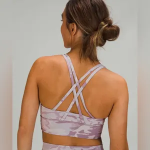 LULULEMON Energy Bra Long Line Ribbed Incognito Camo Iris Violet Verbena Size 4 thumbnail 6