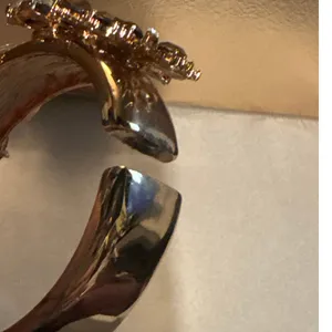 G by Gennaro Gold Tone Crystal Rhinestone Hinged Bangle Bracelet Statement thumbnail 7