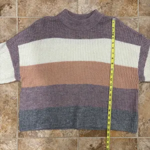 Silverflint Boutique soft and cozy purple and brown striped sweater thumbnail 4