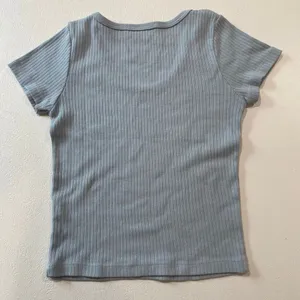 Brandy Melville Blue Ribbed Baby Tee One Size Fitted Y2K Top thumbnail 3