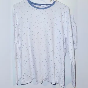Lake Pajamas Pima Weekend Long Short Set Blue Snowflake XL New NWT thumbnail 1