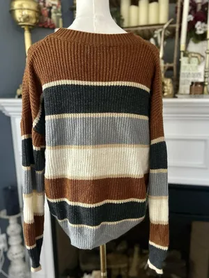 Shein Size Large Women’s Sweater In Earth Tones, Long Sleeve Cozy Knit thumbnail 3
