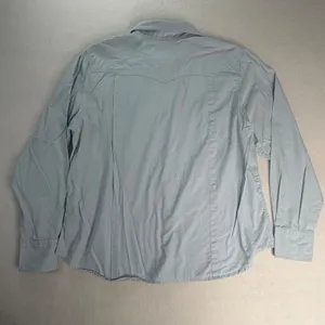 Roper Womens XL Light Blue Cotton Western Pearl Snap Long Sleeve Shirt Cowgirl thumbnail 6