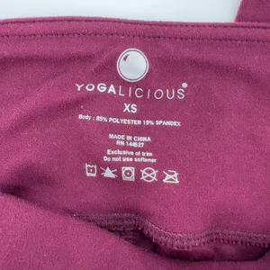 Yogalicious Women XS Mid-Rise Capri‎ Legging Maroon Stretch Athleisure Yoga Gym thumbnail 6