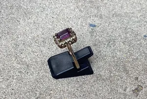 Amethyst & rhinestone vintage ring Black thumbnail 2
