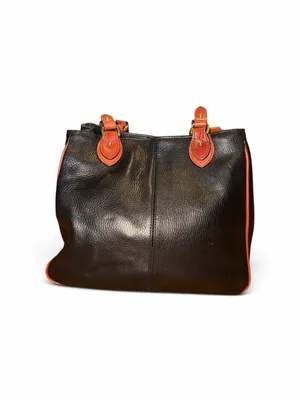 Vintage Etienne Aigner Black Shoulder Bag with Orange Trim thumbnail 3