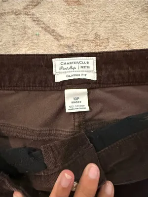 Charter Club Dark Brown Corduroy Shorts thumbnail 3